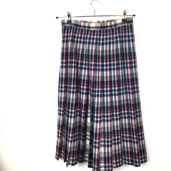 Pendleton Wool Pleated Skirt Vintage Plaid Secretary Geek Chic Size XS to S